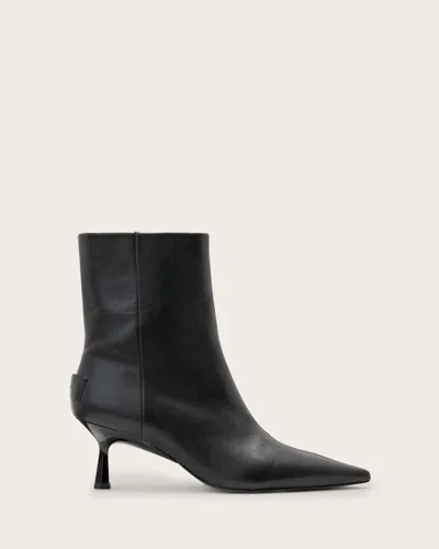 Allsaints Vivian Pointed Toe Leather Boots In Black