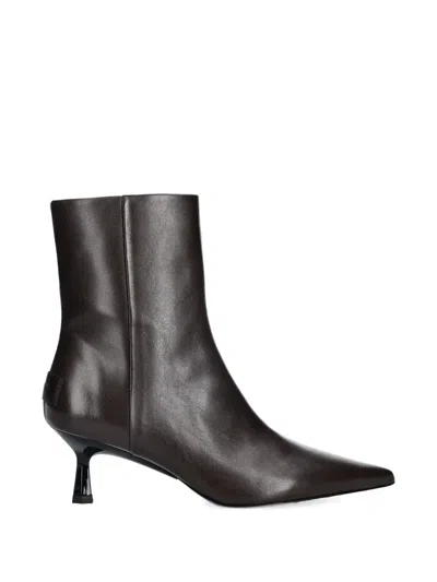 Allsaints Vivian Pointed-toe Zip Ankle Boots In Brown