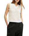 Allsaints Vivian Openwork Sweater Vest In Chalk White