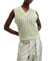 Allsaints Vivian Open Stitch V-neck Tank Top In Earth Green