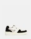 Allsaints Vix Low Top Round Toe Suede Trainers In White/black