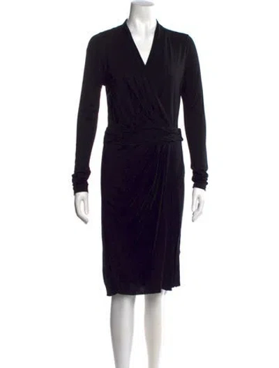Pre-owned Allsaints V-neck Knee-length Dress In Black