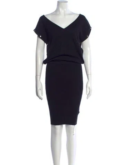 Pre-owned Allsaints V-neck Knee-length Dress In Black