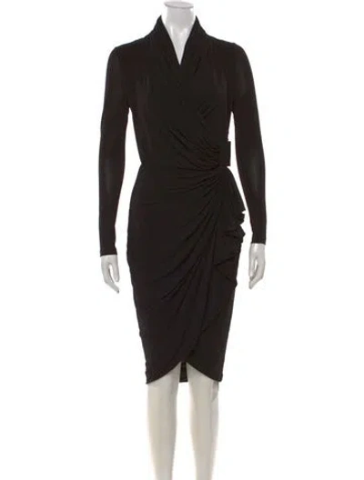 Pre-owned Allsaints V-neck Knee-length Dress In Black