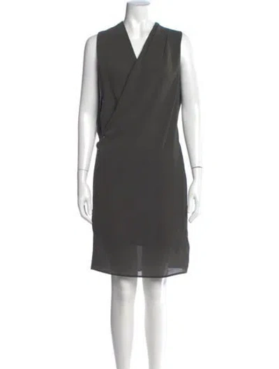 Pre-owned Allsaints V-neck Knee-length Dress In Gray