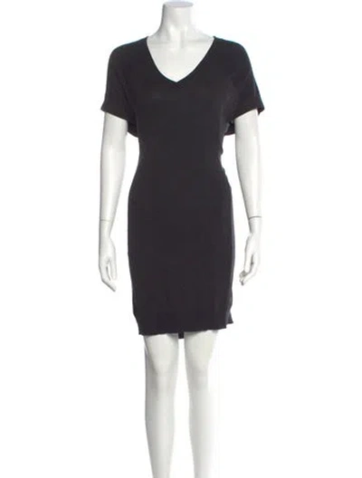 Pre-owned Allsaints V-neck Knee-length Dress In Gray
