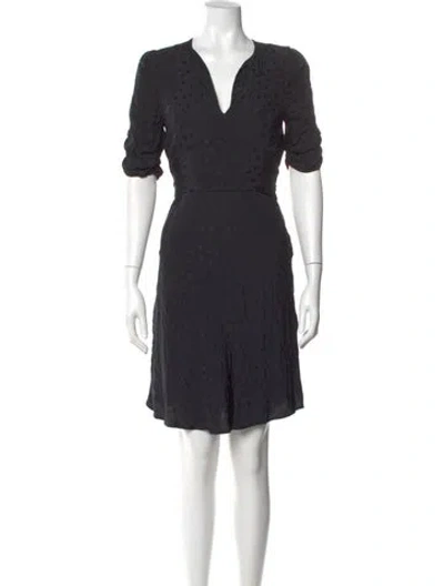 Pre-owned Allsaints V-neck Knee-length Dress In Gray