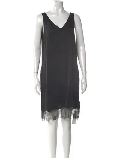 Pre-owned Allsaints V-neck Knee-length Dress In Gray