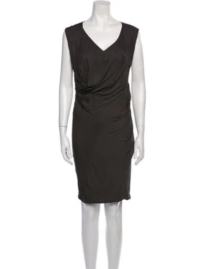 Pre-owned Allsaints V-neck Knee-length Dress In Green