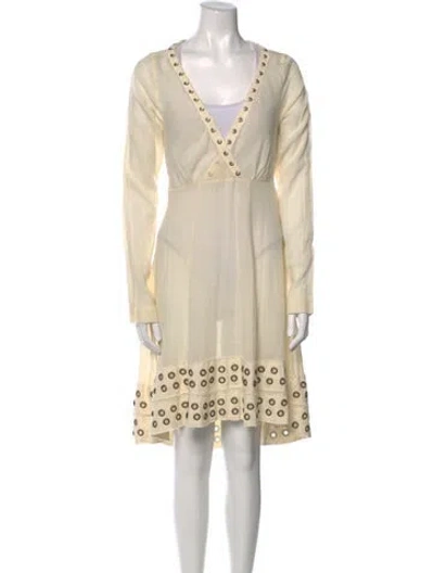 Pre-owned Allsaints V-neck Knee-length Dress In Neutral