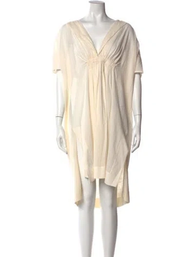Pre-owned Allsaints V-neck Knee-length Dress In Neutral