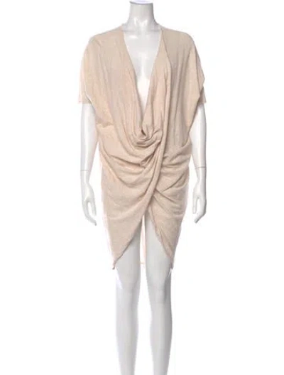 Pre-owned Allsaints V-neck Knee-length Dress In Neutral