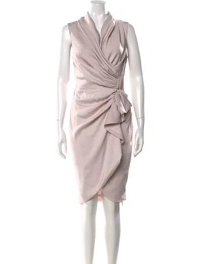 Pre-owned Allsaints V-neck Knee-length Dress In Neutral