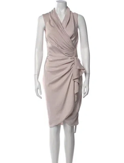 Pre-owned Allsaints V-neck Knee-length Dress W/ Tags In Neutral