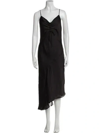 Pre-owned Allsaints V-neck Long Dress In Black
