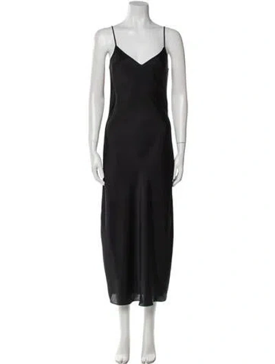 Pre-owned Allsaints V-neck Long Dress In Black