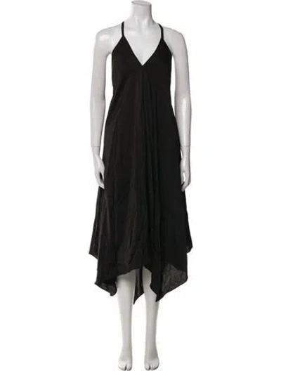 Pre-owned Allsaints V-neck Long Dress In Black