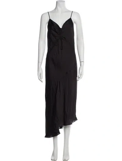 Pre-owned Allsaints V-neck Long Dress In Black