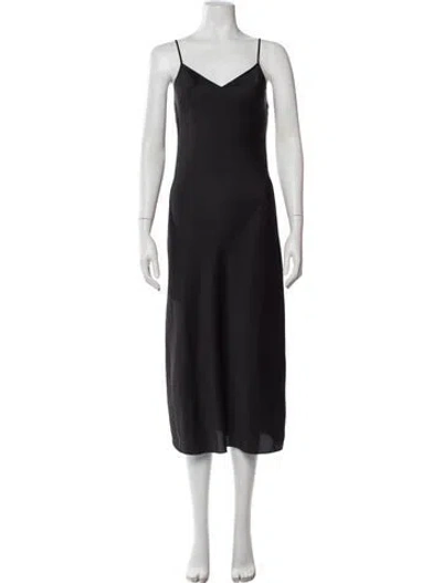 Pre-owned Allsaints V-neck Long Dress In Black