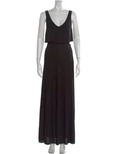 Pre-owned Allsaints V-neck Long Dress In Black