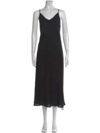 Pre-owned Allsaints V-neck Long Dress In Black