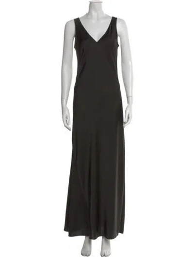 Pre-owned Allsaints V-neck Long Dress In Black