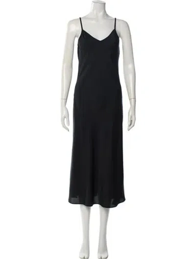 Pre-owned Allsaints V-neck Long Dress In Black