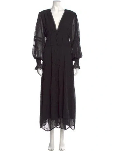 Pre-owned Allsaints V-neck Long Dress In Black