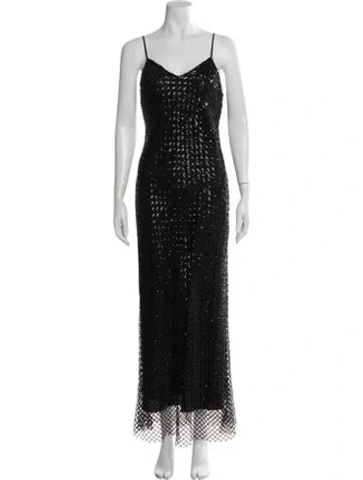Pre-owned Allsaints V-neck Long Dress In Black