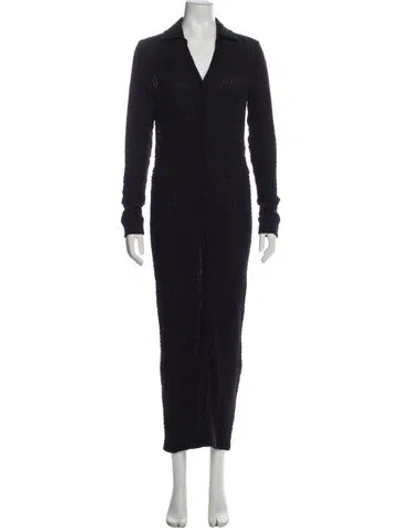 Pre-owned Allsaints V-neck Long Dress In Blue