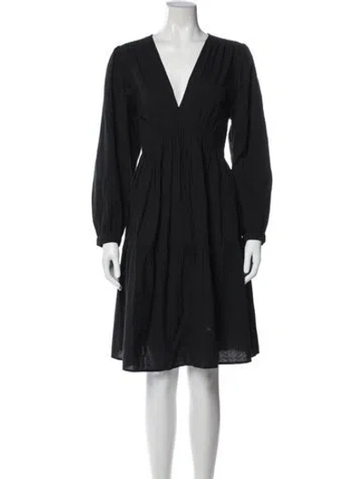 Pre-owned Allsaints V-neck Long Dress In Blue