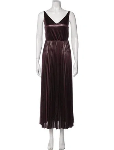 Pre-owned Allsaints V-neck Long Dress In Burgundy