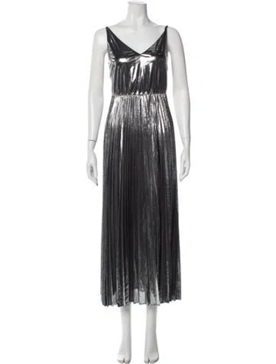 Pre-owned Allsaints V-neck Long Dress In Gray