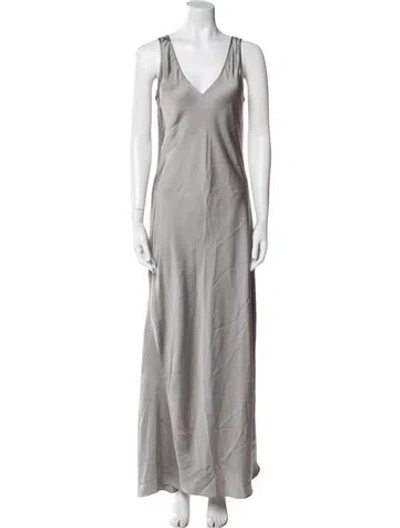 Pre-owned Allsaints V-neck Long Dress In Gray