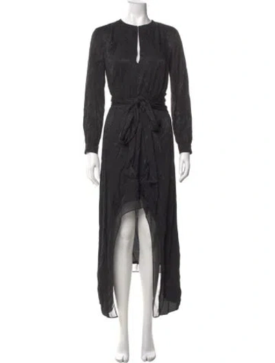 Pre-owned Allsaints V-neck Long Dress In Gray