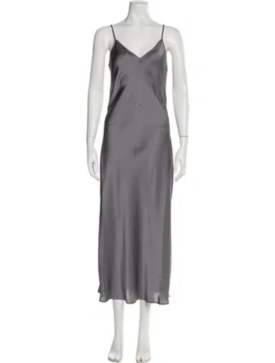 Pre-owned Allsaints V-neck Long Dress In Gray