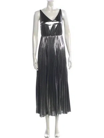 Pre-owned Allsaints V-neck Long Dress In Gray