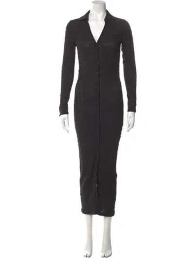 Pre-owned Allsaints V-neck Long Dress In Gray