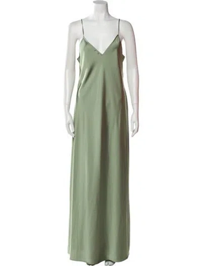 Pre-owned Allsaints V-neck Long Dress In Green