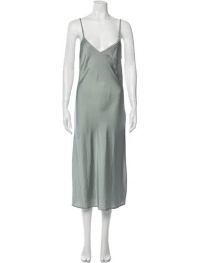 Pre-owned Allsaints V-neck Long Dress In Green
