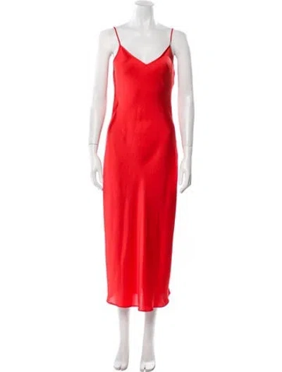 Pre-owned Allsaints V-neck Long Dress In Orange