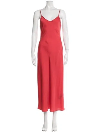 Pre-owned Allsaints V-neck Long Dress In Red