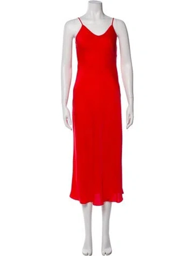 Pre-owned Allsaints V-neck Long Dress In Red
