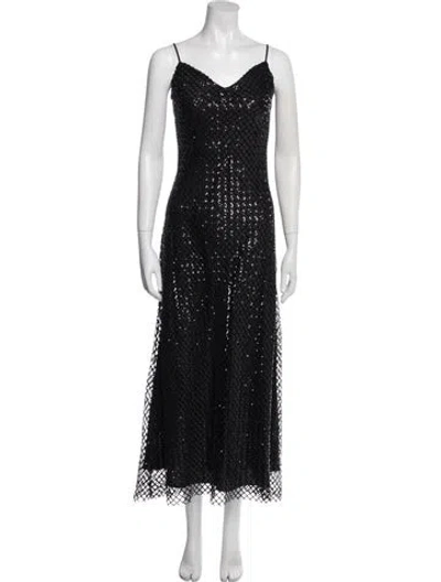 Pre-owned Allsaints V-neck Long Dress W/ Tags In Black