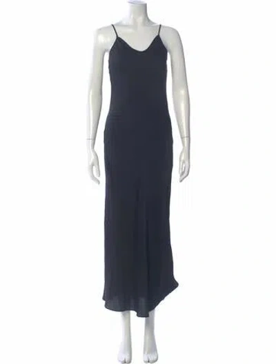 Pre-owned Allsaints V-neck Long Dress W/ Tags In Blue
