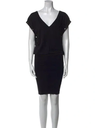 Pre-owned Allsaints V-neck Midi Length Dress In Black