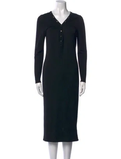 Pre-owned Allsaints V-neck Midi Length Dress In Black