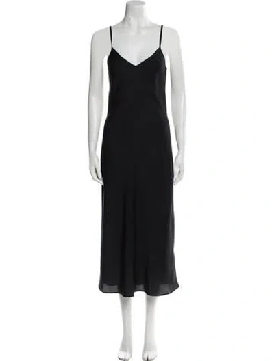 Pre-owned Allsaints V-neck Midi Length Dress In Black