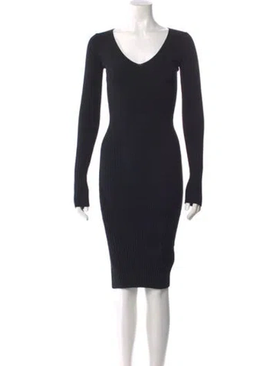 Pre-owned Allsaints V-neck Midi Length Dress In Black