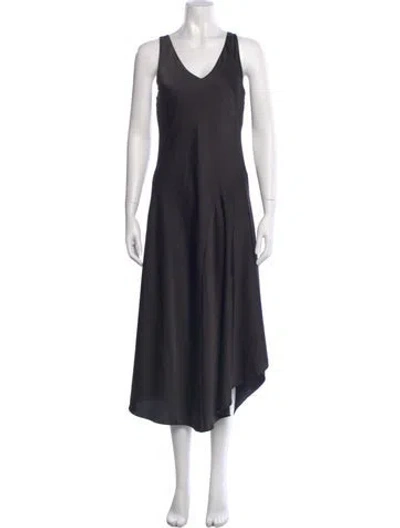 Pre-owned Allsaints V-neck Midi Length Dress In Black
